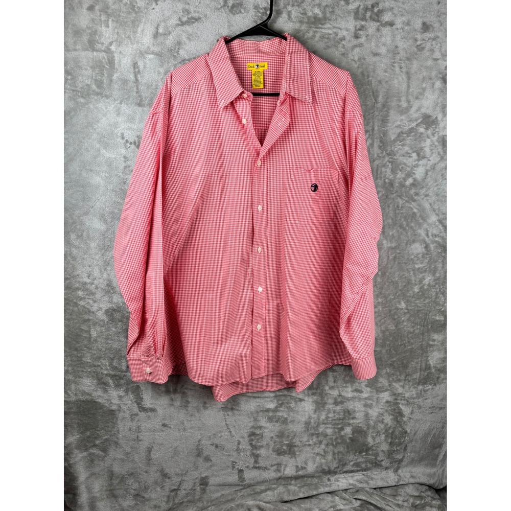 Duck Head Pink Gingham Button Down Shirt XL Long Sleeve Cotton Preppy Dadcore‎